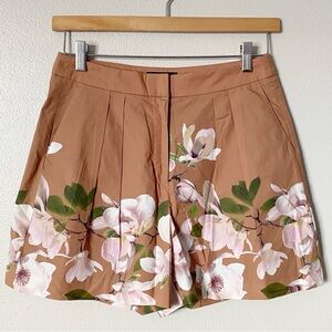 Express High Waisted Dress Shorts Brown Magnolia Floral Lined Size 6 NWOT